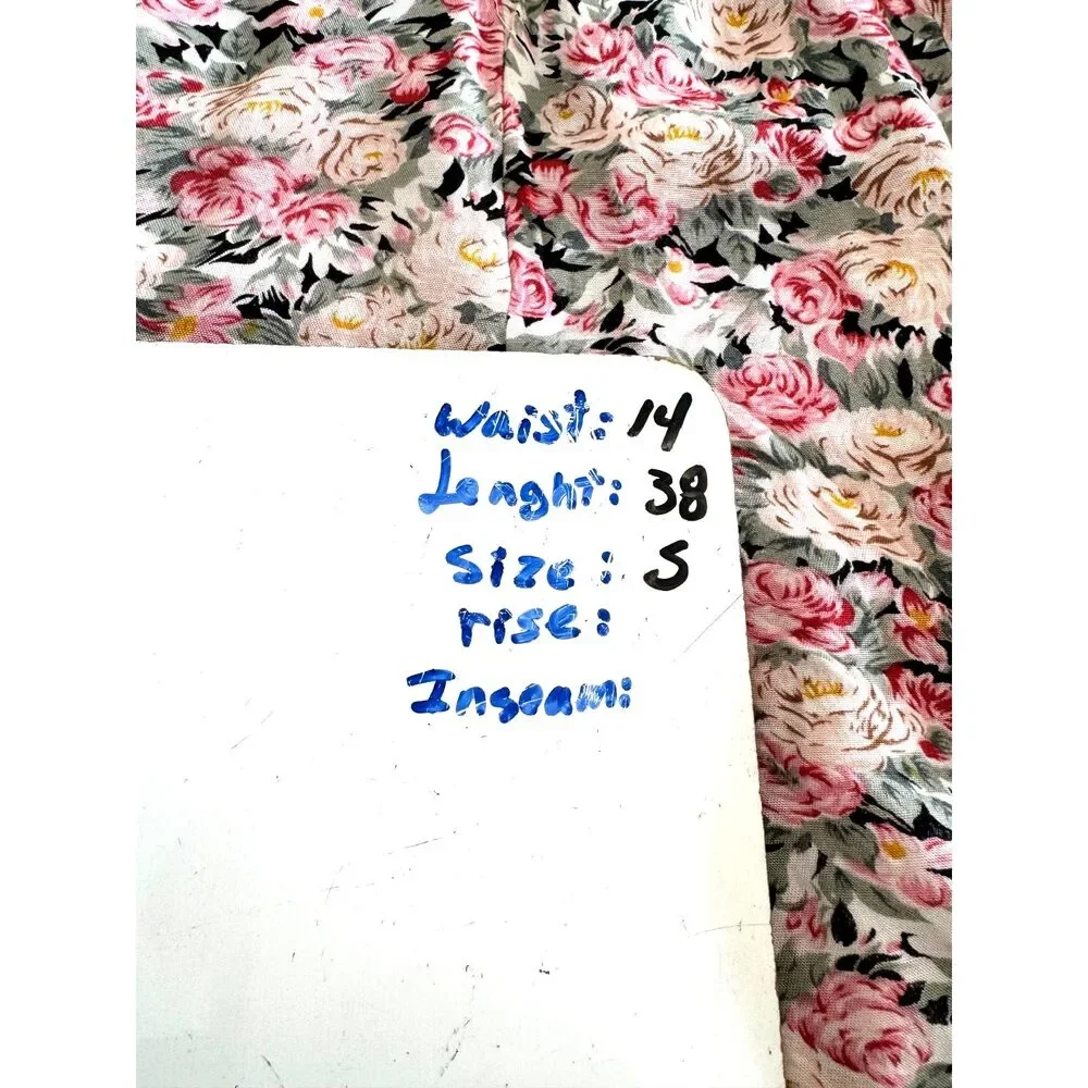 Ferruccio maxi skirt VTG button up ruched pink cottage floral casual women S